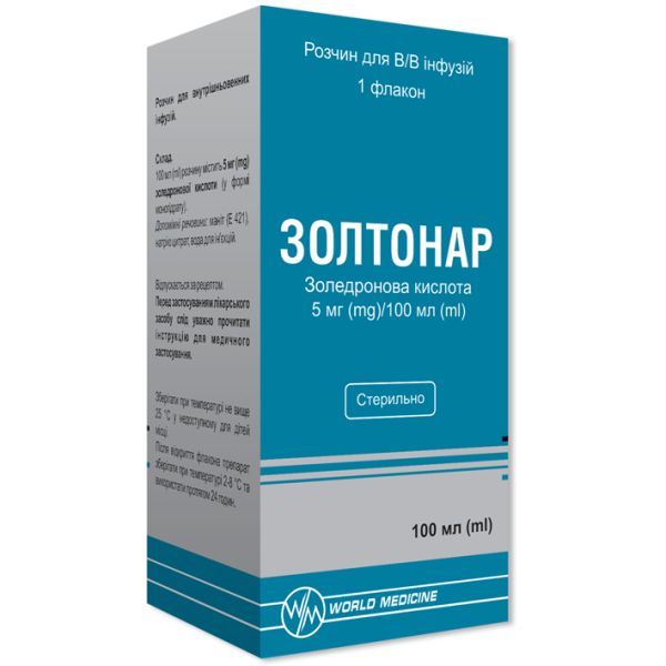 ЗОЛТОНАР розчин для інфузій, 5 мг/100 мл, по 100 мл у флаконі; по 1 флакону